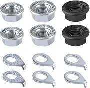 SAVITA 12pcs Carbon Steel Bike Wheel Flanged Axle Nut Kit, M8/M9.5/M10 Thread Sizes for Mountain Bike Front and Rear Wheel