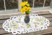 Easter Bunny on White Table Runner (14"x27")