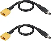 tunghey 2Pack XT60 Adapter Cable XT60 Charging Cable XT60 Male Bullet Connector to Male DC 5.5mm X 2.5mm Power Cable for Fats-Hark Skyz-one FPV Monitor Power