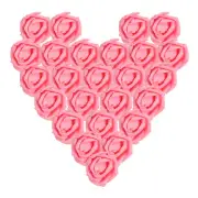 25Pcs Glitter Roses, Foam Artificial Flowers Roses Heads with Stem, Pink