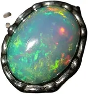[Yihuaqun] Natural s925 silver fire color opal ring rough stone raw ore opal crystal color treasure mineral crystal jewelry