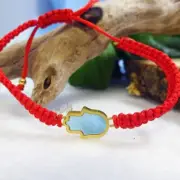 Gold-Fused Mother of Pearl Red String Bracelet
