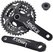 Bike Crankset, Hollow Integrated Crankset MTB 170mm Mountain Bike Aluminum Alloy Crank Arm Set 104BCD 24T/32T/42T Triple Round Chainring Crankset
