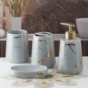 Ceramic Glossy Finish Soap Dispenser and Bathroom Accessories Set for Home, 4 Pc