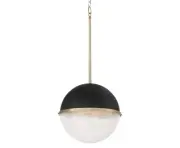 Quorum International 82-14 Sunset 15"W Pendant - Textured Black w/ Aged Brass
