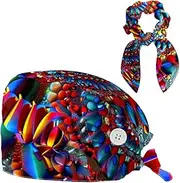 [YTYVAGT] Scrub Caps Women,Scrub Hats Suitable for Women,Ethnic Color Mandala Flower
