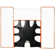 3-IN-1 Lacrosse Goal with Backstop and Target,3.7mx2.7m Lacrosse Net, Steel Frame Backyard Lacrosse Rebounder Equipment, Quick & Easy Setup Training Net, Perfect for Youth Adult Training,