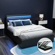 Wanda LED Storage Double Bed Frame Black