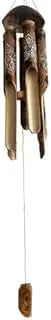 Wood Wind Chime with Burnt Flower Design, 42 Inches
