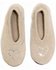 Portolano Ladies Ballerina Slippers With Hotfix Stones Heart