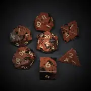 Natural Mahogany Obsidian Golden Swan Gemstone Dice Set for RPG Table-top Game