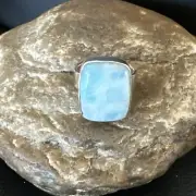 Womens Blue Larimar Navajo Sterling Silver Ring Size 7 17655