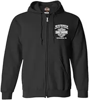 Harley-Davidson Men's Shady Biker Skull Cotton-Blend Zip-Up Hoodie, Black