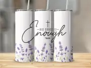His Grace is Enough Inspirational 20 Oz Skinny Metal Tumbler w/Lid and Straw