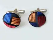 Gascoigne Cufflinks Silk Fabric Face Silver Zinc Metal Alloy Men's