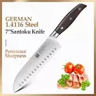 Full Tang Japanese Santoku Knife Stainless Steel Wood Handle Chef Slicing Beef L