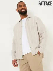 FatFace Grey Long Sleeve Linen Stripe 100% Linen Shirt (AJ5249) | $134