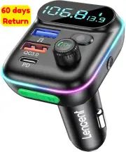 FM Transmitter In-Car Adapter Wireless Bluetooth 5.0 Radio Kit USB Charger Hands