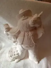 Ceramic Bisque WESTERN SANTA CLAUSE 9.5" unpainted Horse Saddle Cwboy HOHO Craft
