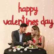 Heart Shaped Background Wall Foil Balloons and Teddys for Valentines Days