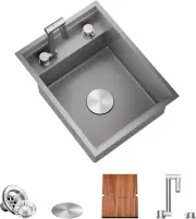 TORVA RV Kitchen Sink 16 x 21 x 9 Inch Undermount Bar Sink 16 Gauge Grey