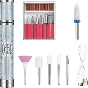 Nail File Drill - Portable Nail Drill Set - Professional, USB Rechargeable Manicure Accessories, Pedicure Tool for Gel Polish & Acrylic Nails Removal