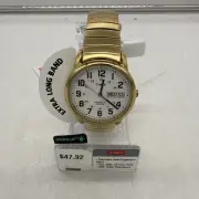 Timex Mens Easy Reader 35mm Gold Tone Expansion Band Watch - Day & Date - T2N092