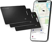 KeySmart SmartCard Thin Wallet Tracker Card, Rechargeable & Reusable Mini GPS Tracker, Tracker Luggage w Lanyard Slot, Tracking Device for Find My App, Luggage Tracker for Suitcases, Black, 3-Pack
