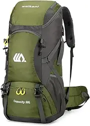 Blelsa 50L Water Hiking Backpack Sport Daypack Travel Bag for Camping Traveling Army Green