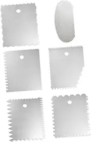 CIYODO 6pcs Stainless Steel Cake Scraper Multilateral Icing Smoother Serrated Scraping Board Versatile Tools for Professional Cake Decorating