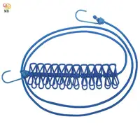 在飛比找momo購物網優惠-【月陽】月陽家用旅行露營用170cm彈性繩曬衣繩帶12夾(1
