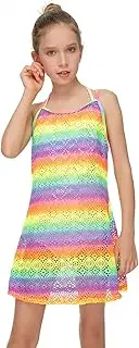 [Jimmy Baha·mas] Swimsuit Cover Up for Girls Little Kids Girl's Beach Crochet Mesh Crossback Swim Cover Up Dress