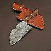 Custom Handmade Damascus Steel Chef Cleaver Chopper Knife Rose Walnut Wood Handle Full Tang Special Chef Kitchen Knife Camping Hunting Outdoor Knife