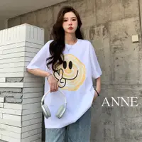 在飛比找蝦皮商城優惠-ANNE｜女笑臉圖案寬鬆短T【AT20177】短袖T恤 短T