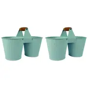 2x Yard Master Maja 26x13cm Emboss 2 Plant Pot w/ Handle Home/Garden Decor White