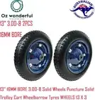 2PCS 13" 16MM BORE 3.00-8 Solid Wheels Trolley Cart Wheelbarrow Tyres
