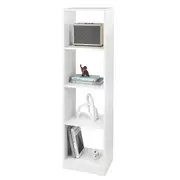 Giantex 142cm Tall Bookcase 4-Cube Bookshelf Toy Storage Cabinet Organizer for Living Room Bedroom White