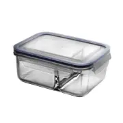Glasslock - Dual Compartment Tempered Glass Food Container 1Ltr