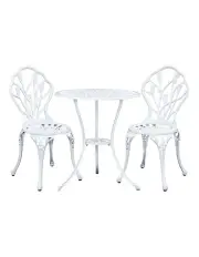 [Gardeon] 3PC Outdoor Aluminum Bistro Set in White
