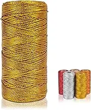 LEREATI Gold Twine for Gift Wrapping - Thin Inelastic Christmas String, Decorative Metallic Glitter for Crafts, Packing Materials, Gift Tags