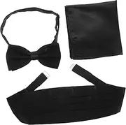 [VALICLUD] 1 Set Men Pre Tied Bow Tie and Cummerbund Set Solid Color Tuxedo Accessories with Pocket Durable Formal Wear Kit for Weddings and Special Occasions