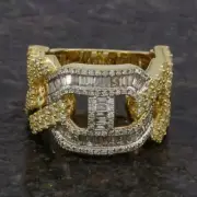 3Ct Baguette Cut Simulated Diamond Men Cubic Wedding Ring 14K Yellow Gold Finish