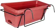 Fenteer Balcony Railing Planter Plant Basket Vegetable Planting Box Rail Planter Flowerpot Window Box Planter for Yard,Indoor,Outdoor, red