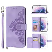 MCC For Samsung Galaxy S21 Wallet Case Cover Extra Card Slots w/ Strap G991 [Purple]