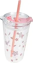 KICHOUSE 1 Set Transparent Pearl Tea Cup with Scale Glass Drinking Cup with Lid and Straw for Home Office and Daily Use Easy to Clean and
