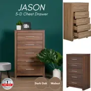Priceworth Jason 5-D Chest Particleboard MDFTimber Dark Oak and Walnut Color