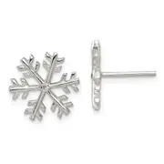 Sterling Silver Cz Polished Snowflake Post Earrings