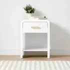 1 Drawer Linear Bedside Table Bedroom Spacious Compact Simple Assemble White