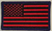 Red & Black With Purple Border American Flag 3.25 x 2 In Patch *Made In USA*