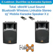 E-Lektron Duevibe 15 1800W TWS Bluetooth Portable Speakers System PA UHF Mics
